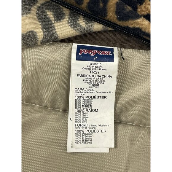 Vintage JanSport High Stakes TRS7 Leopard Animal Print Fuzzy Fabric Backpack - Picture 8 of 15